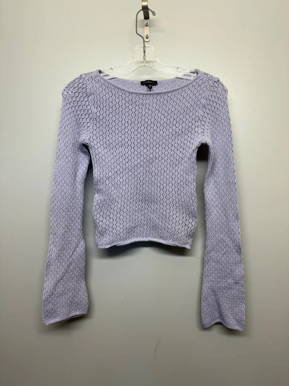 Dynamite Light Gray Open-Knit Sweater Top - Picture 1 of 5